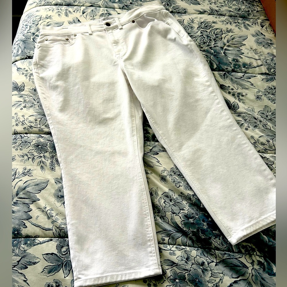 Encore by Idina Menzel High Waisted Crop Jeans - White 16P